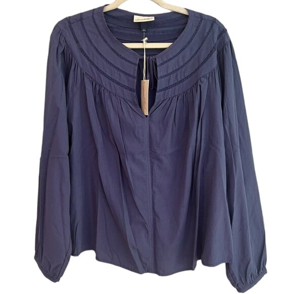 Women's NWT Universal Thread Blue Puff‎ Sleeve Peasant Top Size Large - Picture 1 of 4